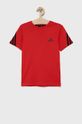 červená Dětské bavlněné tričko adidas Performance HA6986 Chlapecký
