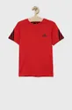 червоний Дитяча бавовняна футболка adidas Performance HA6986 Для хлопчиків
