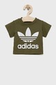 adidas Originals - Παιδικό βαμβακερό μπλουζάκι στάμπα πράσινο HE2191