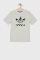 бежевий Дитяча бавовняна футболка adidas Originals HF7451 Для хлопчиків
