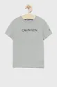 серый Детская хлопковая футболка Calvin Klein Jeans Для мальчиков