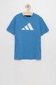 Detské bavlnené tričko adidas Performance HG8861 bavlna modrá HG8861