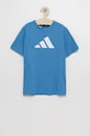 Детска памучна тениска adidas Performance HG8861 памук син HG8861