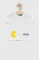 United Colors of Benetton tricou de bumbac pentru copii print alb 3096G102F.P
