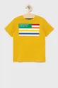 zlatna Dječja pamučna majica kratkih rukava United Colors of Benetton Za dječake
