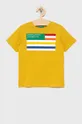 żółty United Colors of Benetton t-shirt bawełniany dziecięcy Chłopięcy