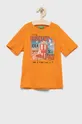 oranžová Detské bavlnené tričko United Colors of Benetton Chlapčenský