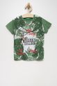 hnedozelená Detské bavlnené tričko United Colors of Benetton Chlapčenský