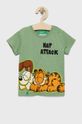 brudny zielony United Colors of Benetton t-shirt bawełniany dziecięcy Chłopięcy
