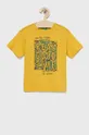 zlatna Dječja pamučna majica kratkih rukava United Colors of Benetton Za dječake