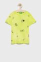 žlutě zelená Dětské bavlněné tričko United Colors of Benetton Chlapecký