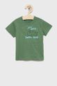 tlumená zelená Dětské bavlněné tričko United Colors of Benetton Chlapecký