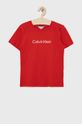 czerwony Calvin Klein Jeans t-shirt bawełniany dziecięcy KV0KV00013.PPYY Chłopięcy
