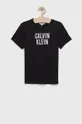 czarny Calvin Klein Jeans t-shirt bawełniany dziecięcy KV0KV00014.PPYY Chłopięcy
