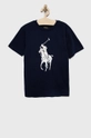 granatowy Polo Ralph Lauren t-shirt bawełniany dziecięcy 323865663001 Chłopięcy