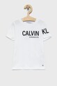 Dětské bavlněné tričko Calvin Klein Jeans kulatý bílá IB0IB01107.PPYY