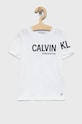 Dětské bavlněné tričko Calvin Klein Jeans kulatý bílá IB0IB01107.PPYY