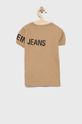 Dětské bavlněné tričko Calvin Klein Jeans béžová
