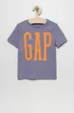 fioletowy GAP t-shirt bawełniany dziecięcy Chłopięcy