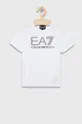 bílá Dětské bavlněné tričko EA7 Emporio Armani Chlapecký
