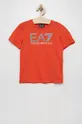 πορτοκαλί Παιδικό βαμβακερό μπλουζάκι EA7 Emporio Armani Για αγόρια