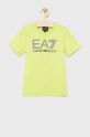 světle zelená Dětské bavlněné tričko EA7 Emporio Armani Chlapecký