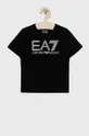 μαύρο Παιδικό βαμβακερό μπλουζάκι EA7 Emporio Armani Για αγόρια