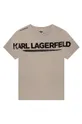 béžová Detské bavlnené tričko Karl Lagerfeld Chlapčenský