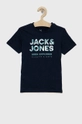 granatowy Jack & Jones t-shirt bawełniany dziecięcy Chłopięcy