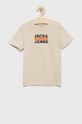 béžová Dětské bavlněné tričko Jack & Jones Chlapecký