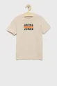beżowy Jack & Jones t-shirt bawełniany dziecięcy Chłopięcy
