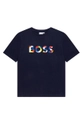 Boss t-shirt bawełniany dziecięcy J25N46.162.174 granatowy