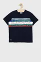granatowy Lacoste t-shirt bawełniany dziecięcy TJ3126 Chłopięcy