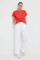 Βαμβακερό μπλουζάκι DKNY κόκκινο