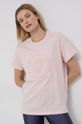 pastelowy różowy Dkny T-shirt bawełniany DP1T8430 Damski