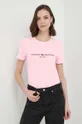 Bavlnené tričko Tommy Hilfiger pastelová ružová