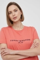 Tommy Hilfiger t-shirt bawełniany pomarańczowy