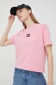 ροζ Tommy Jeans - Μπλουζάκι
