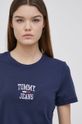 tmavomodrá Bavlnené tričko Tommy Jeans Dámsky
