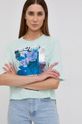 χλωμό τιρκουάζ Βαμβακερό μπλουζάκι Guess Γυναικεία
