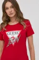 czerwony Guess T-shirt bawełniany