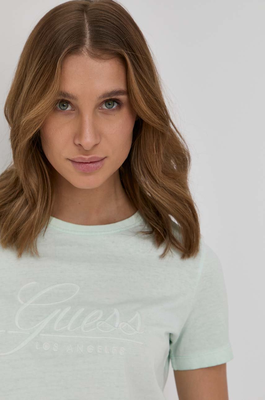 blady zielony Guess t-shirt bawełniany