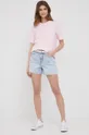Βαμβακερό μπλουζάκι Tommy Hilfiger ροζ