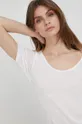 biały Tommy Hilfiger t-shirt z domieszką lnu