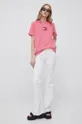 Βαμβακερό μπλουζάκι Tommy Jeans ροζ