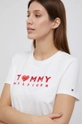 biały Tommy Hilfiger T-shirt bawełniany