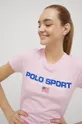 Βαμβακερό μπλουζάκι Polo Ralph Lauren ροζ