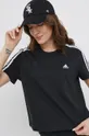 μαύρο Βαμβακερό μπλουζάκι adidas