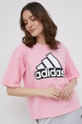 Pamučna majica adidas roza