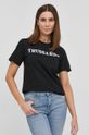 czarny Trussardi T-shirt bawełniany Damski